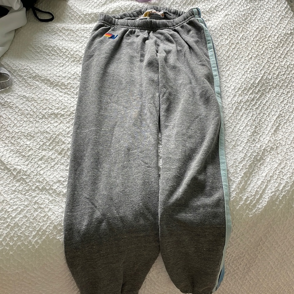 aviator nation gray and blue sweats